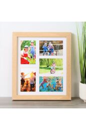 "MijMoj Design Five Aperture 6""x4"" Solid Natural Oak Photo Frame - Multi Photo Gallery Frame in Light Oak"