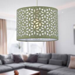 First Choice Lighting Set of 2 Sage Green Laser Cut 25cm Pendant Lightshades - thumbnail 4