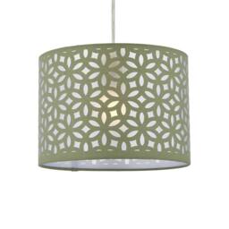First Choice Lighting Set of 2 Sage Green Laser Cut 25cm Pendant Lightshades - thumbnail 2
