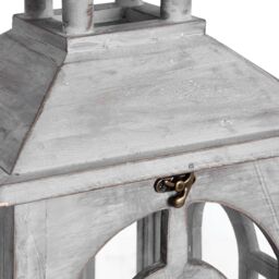 Love Lace Set Of Three Wooden Lanterns With Archway Design in Grey - thumbnail 2
