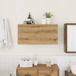 Berkfield Home Bathroom Wall Cabinet Artisan Oak 80x25x40 cm Engineered Wood in Brown - Size: 80 x 25 x 40 cm - thumbnail 3