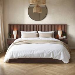 Solace+Co Taylor Hotel Ottoman Bed with Side Tables Walnut in Brown - Size: King - thumbnail 2