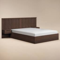 Solace+Co Taylor Hotel Ottoman Bed with Side Tables Walnut in Brown - Size: King - thumbnail 4