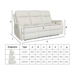 Aspire Kingsmere 3 + 2 + 1 Power Recliner Sofa Suite in Real Leather in Charcoal - thumbnail 9