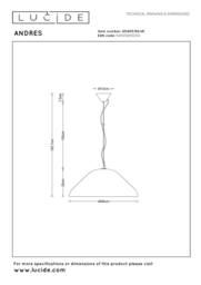 Netlighting Lucide ANDRES Pendant light Ø 56 cm 1xE27 Taupe - Vibes - thumbnail 4