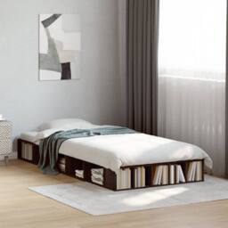 Berkfield Home Bed Frame without Mattress Brown Oak 75x190 cm Small Single - thumbnail 2
