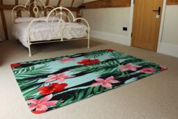 Benjamin Tate Design Red & Pink Tropical Plants Rug in Natural - Size: Large - thumbnail 3