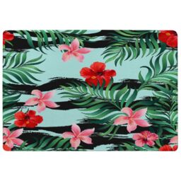 Benjamin Tate Design Red & Pink Tropical Plants Rug in Natural - Size: Large - thumbnail 1