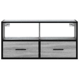 Berkfield Home TV Cabinet Grey Sonoma 80x31x39.5 cm Engineered Wood & Metal - thumbnail 4