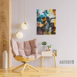 "Artery8 Blues Music Guitar Player Upcycle Canvas Wall Art Print - Size: W18"" x H24""" - thumbnail 3