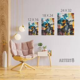 "Artery8 Blues Music Guitar Player Upcycle Canvas Wall Art Print - Size: W18"" x H24""" - thumbnail 4