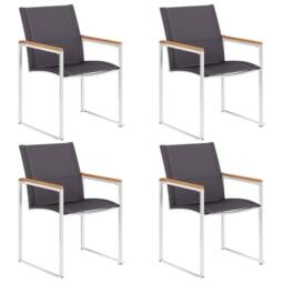 Berkfield Home Garden Chairs 4 pcs Textilene & Stainless Steel Grey - thumbnail 2