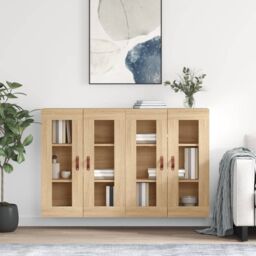 Berkfield Home Wall Mounted Cabinets 2 pcs Sonoma Oak Engineered Wood in Brown - thumbnail 1