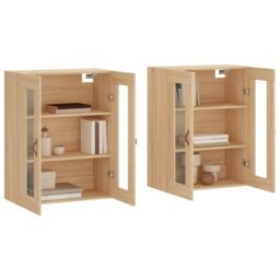 Berkfield Home Wall Mounted Cabinets 2 pcs Sonoma Oak Engineered Wood in Brown - thumbnail 3