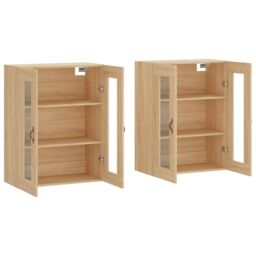 Berkfield Home Wall Mounted Cabinets 2 pcs Sonoma Oak Engineered Wood in Brown - thumbnail 4