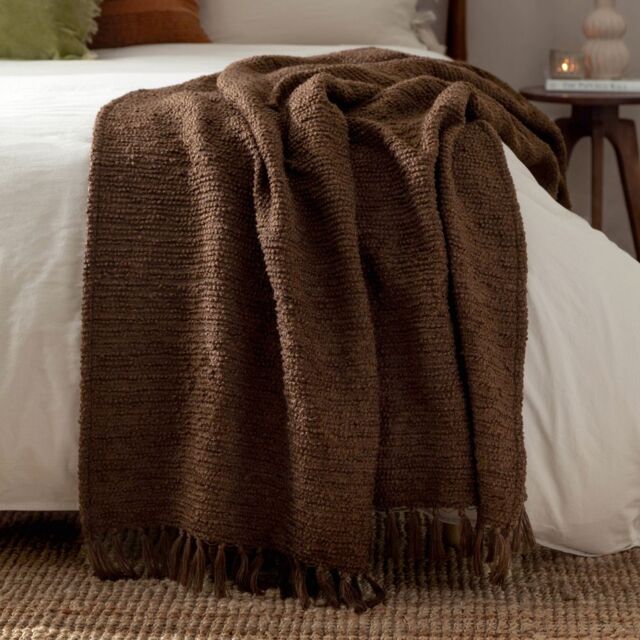 Yard Candar Textured Boucle Throw in Brown - Size: 130 cm x 170 cm - image 1