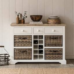 Statement Furniture Florence Kitchen Display Cabinet with Wine Rack in Light Grey - thumbnail 1
