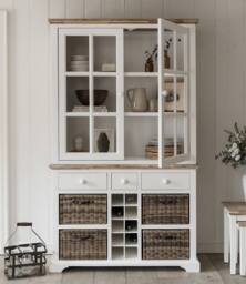 Statement Furniture Florence Kitchen Display Cabinet with Wine Rack in Light Grey - thumbnail 2
