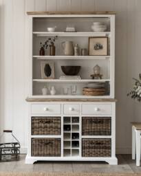 Statement Furniture Florence Kitchen Display Cabinet with Wine Rack in Light Grey - thumbnail 3