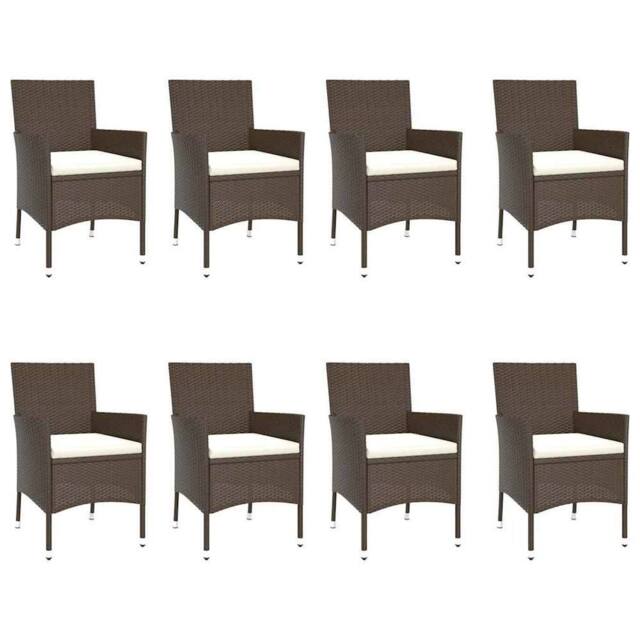 Berkfield Home Beautiful 9 Piece Garden Dining Set with Cushions Brown Poly Rattan - image 1