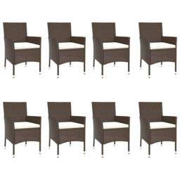 Berkfield Home Beautiful 9 Piece Garden Dining Set with Cushions Brown Poly Rattan - thumbnail 1