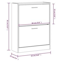 Berkfield Home Shoe Cabinet Brown Oak 63x24x81 cm Engineered Wood - Size: 63 x 24 x 81 cm - thumbnail 8