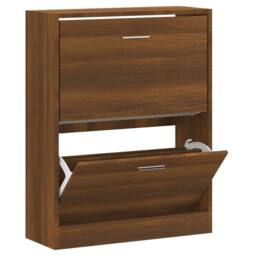 Berkfield Home Shoe Cabinet Brown Oak 63x24x81 cm Engineered Wood - Size: 63 x 24 x 81 cm - thumbnail 3