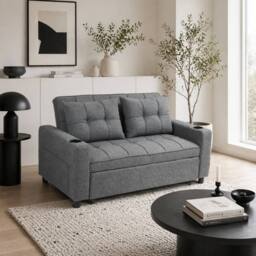 Wyld Haus Rireel Diha Dark Grey 2 Seater Pull Out Sofa Bed in Charcoal