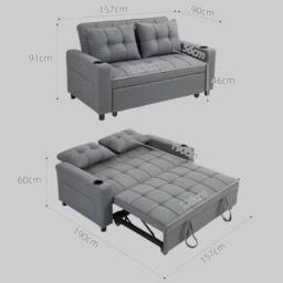 Wyld Haus Rireel Diha Dark Grey 2 Seater Pull Out Sofa Bed in Charcoal - thumbnail 4