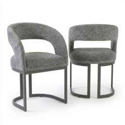 HOME LUXE INTERIOR Set of 2 Lina Grey Dining Chairs - Modern Quilted Wrap-Around Seats - thumbnail 1