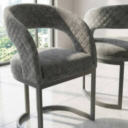 HOME LUXE INTERIOR Set of 2 Lina Grey Dining Chairs - Modern Quilted Wrap-Around Seats - thumbnail 4