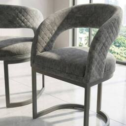 HOME LUXE INTERIOR Set of 2 Lina Grey Dining Chairs - Modern Quilted Wrap-Around Seats - thumbnail 5