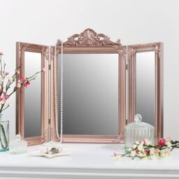 Arch Triple Gold & Glass Dressing Table Mirror by Oliver Bonas |  uFurnish.com