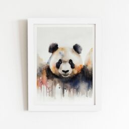 "Warren Reed - Designer Panda Watercolour Framed Art Print in White - Size: W24"" x H36""" - thumbnail 1