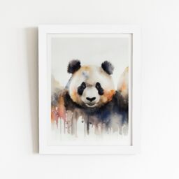 "Warren Reed - Designer Panda Watercolour Framed Art Print in White - Size: W24"" x H36""" - thumbnail 2