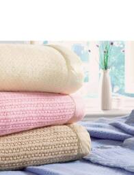 Diana Cowpe Cellular Wool Blankets in Beige - thumbnail 2