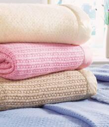 Diana Cowpe Cellular Wool Blankets in Beige - thumbnail 1