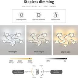 EONLION 50W LED Star Shape Dimmable with Remote Lamp Kids Room Lighting in White - thumbnail 3