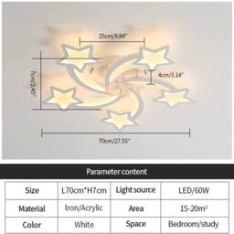 EONLION 50W LED Star Shape Dimmable with Remote Lamp Kids Room Lighting in White - thumbnail 2