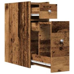 Berkfield Home Narrow Bathroom Cupboard with Wheels Old Wood Engineered Wood in Brown - thumbnail 7