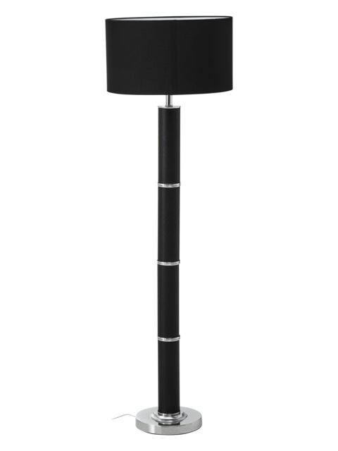 Orsina Black Snake Leather Effect Floor Lamp, Faux Snakeskin Standing Lamp With Black Fabric Shade, Floor Light - image 1