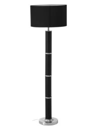Orsina Black Snake Leather Effect Floor Lamp, Faux Snakeskin Standing Lamp With Black Fabric Shade, Floor Light