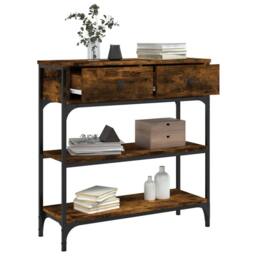 Berkfield Home Console Table Smoked Oak 72.5x25x75 cm Engineered Wood in Brown - thumbnail 4