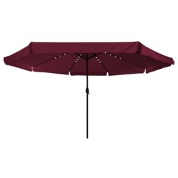 Berkfield Home Garden Parasol with LED Lights 395x245 cm Bordeaux Red - thumbnail 3
