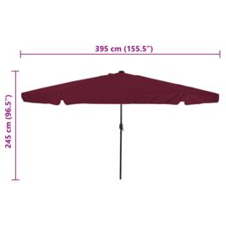 Berkfield Home Garden Parasol with LED Lights 395x245 cm Bordeaux Red - thumbnail 8