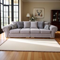 Abakus Direct Verona Linen 4 Seater Sofa in Light Grey - thumbnail 2