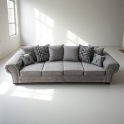 Abakus Direct Verona Linen 4 Seater Sofa in Light Grey - thumbnail 5