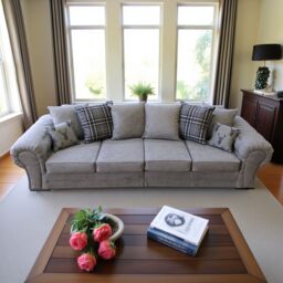 Abakus Direct Verona Linen 4 Seater Sofa in Light Grey - thumbnail 3