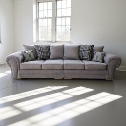 Abakus Direct Verona Linen 4 Seater Sofa in Light Grey