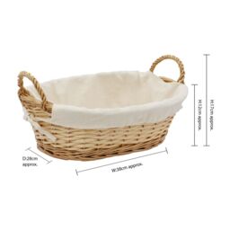 JVL Hand Woven Acacia Oval Willow Storage Basket with Lining in Gold - Size: Small - thumbnail 6